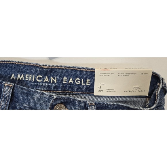 NWT American Eagle Sz 0 25W Relaxed Mom Jeans High Rise Reg Jeans - Picture 6 of 16